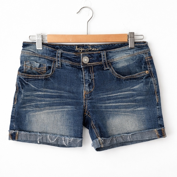 Ariya Jeans Denim Shorts Size 7/8 Distressed Cuffed Y2k Style - Picture 2 of 14